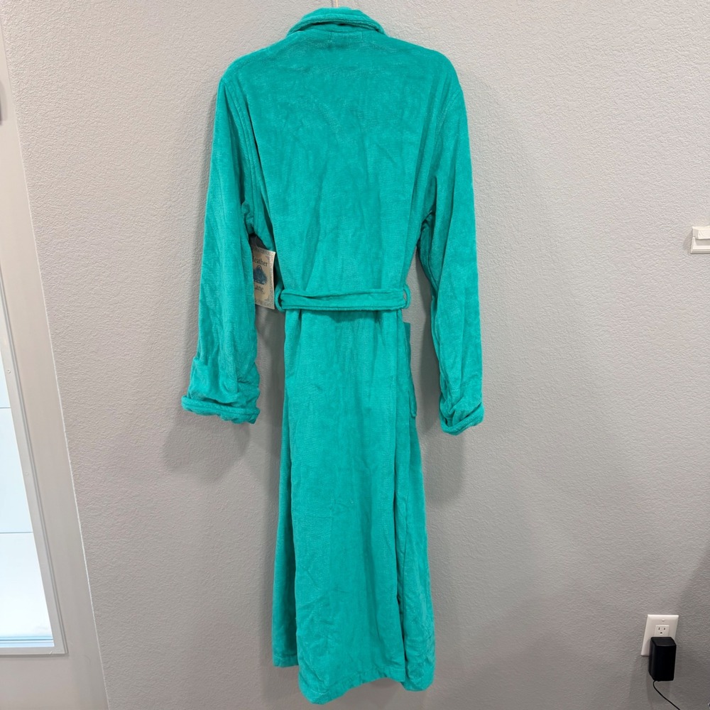 VTG Heather Lane Womens Teal 100% Cotton Terry Cloth Robe XL NWT Full Length - Picture 4 of 4